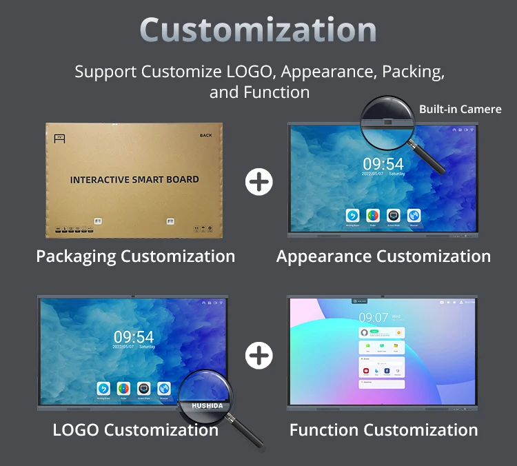 Factory Price 100 86 75 65 Inch Multi Touch Screen All In One Smart Board Flat Panel Interactive Whiteboard For Sale