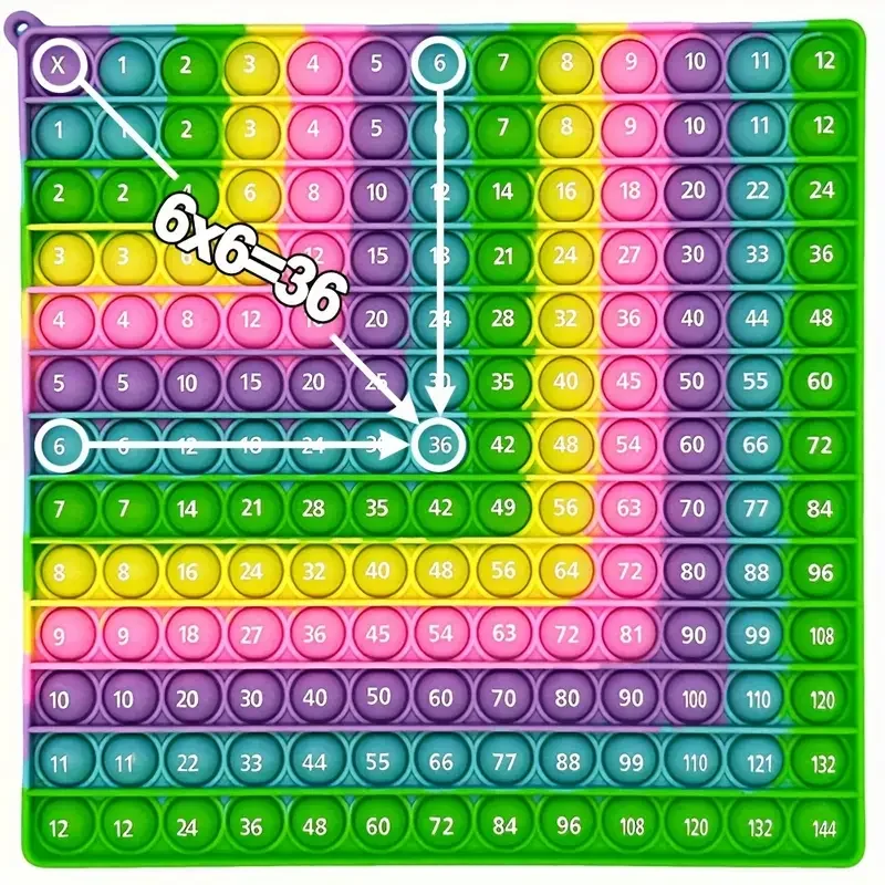 12x12 Multiplication  Push Pop Games, Silicone Math Toys Manipulative Stationery School Supplies Fidget Pop Toys For Kids