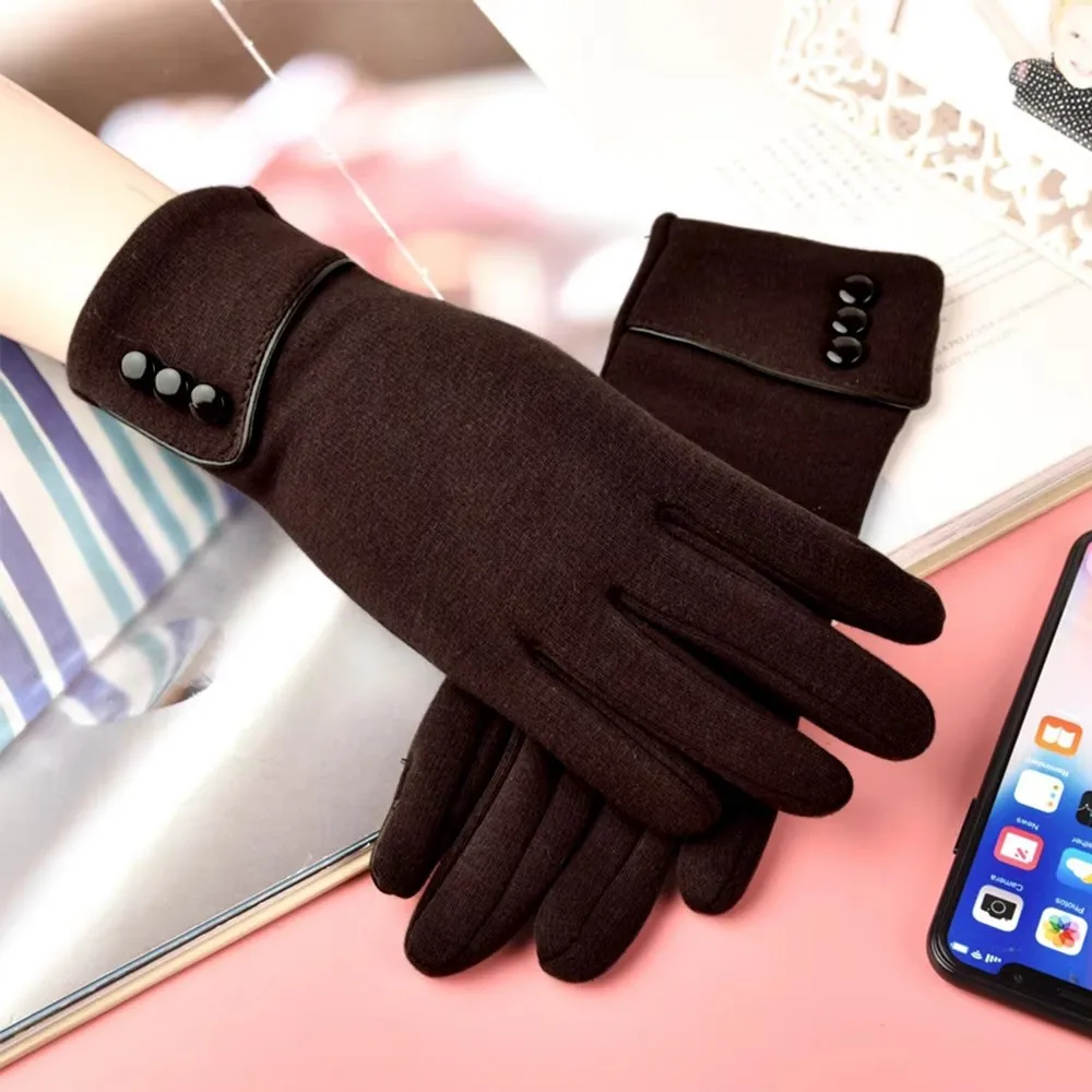 Portable Ladies Fashion Outdoor Cashmere Hand Gloves for Women Touch Screen Gloves velvet Winter Warm Long black Gloves