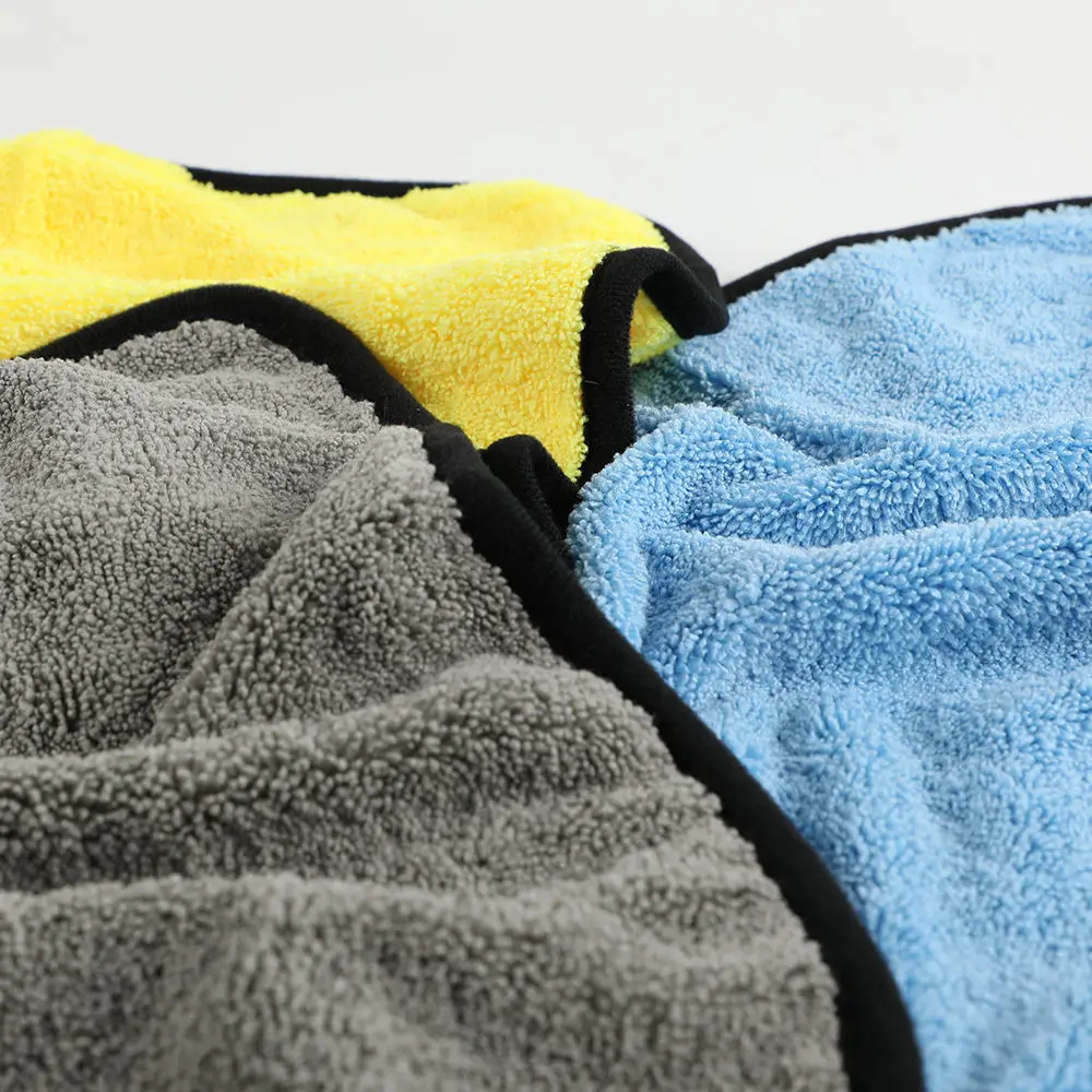 BSCI GRS wholesale custom logo car towel for car wash thicken plush with edge microfiber car cleaning cloth