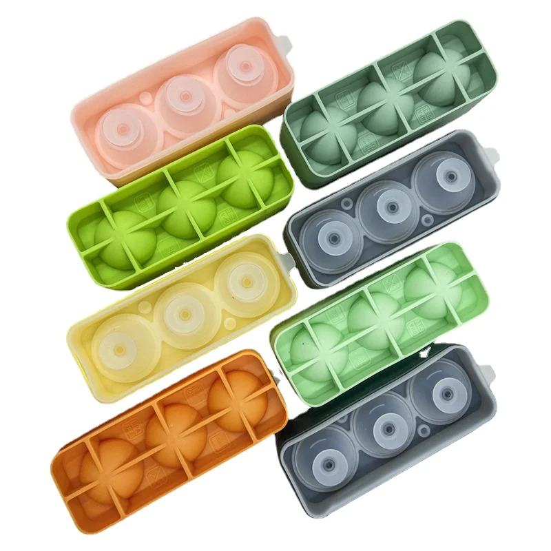 3 set of round rose hart silicone ice cubes tray