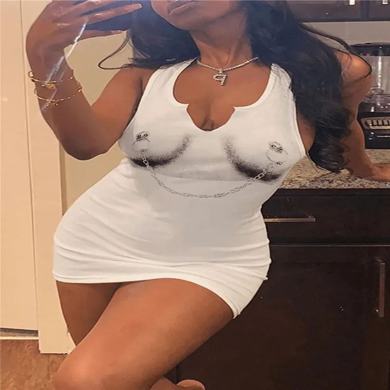 Summer Newest Fancy Printing V-Neck street style Chain tight teen girls sexy bodycon wrap shirt dresses