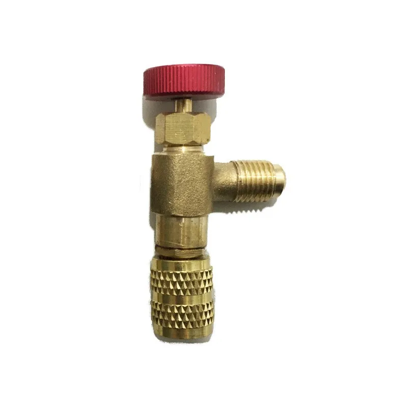 Brass Fluorine Liquid Safety Valve R410 R22 Refrigerator Refrigeration Charging Valve 1 / 4  5 / 16