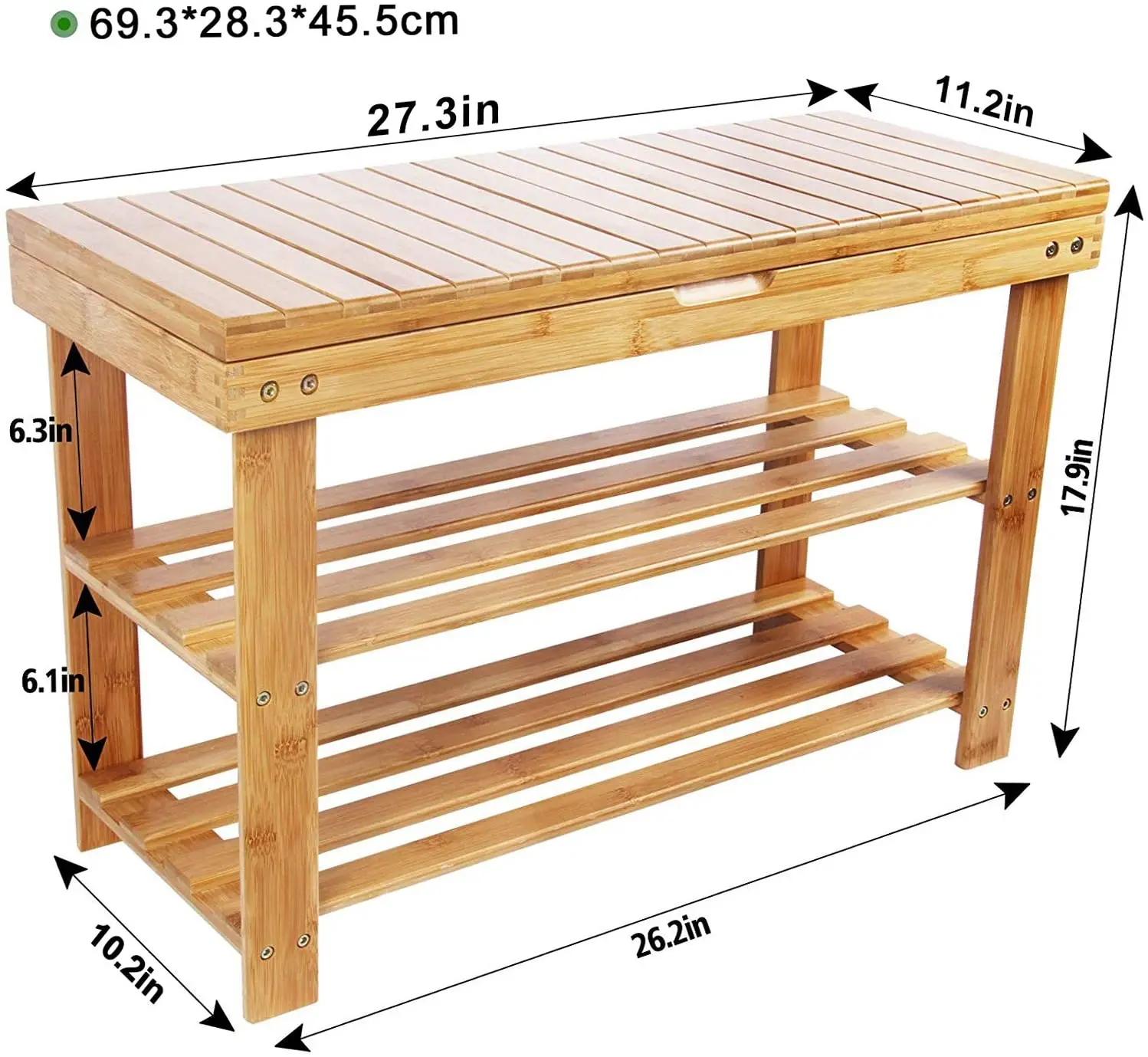 Bamboo Shoe-changing Stool Three-layer Shoe Rack, Shoe Storage Rack Living Room Furniture Home Stool & Ottoman Modern Carton Box