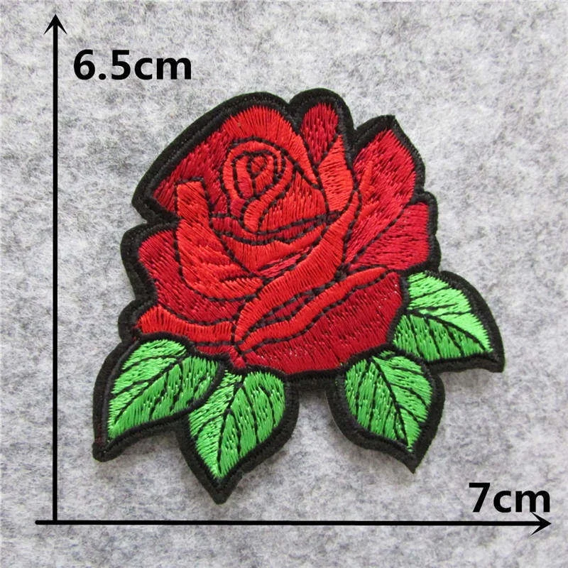Wholesale Price Beautiful Rose Flower Embroidery Design Patch Custom Iron On Embroidery Rose Patches