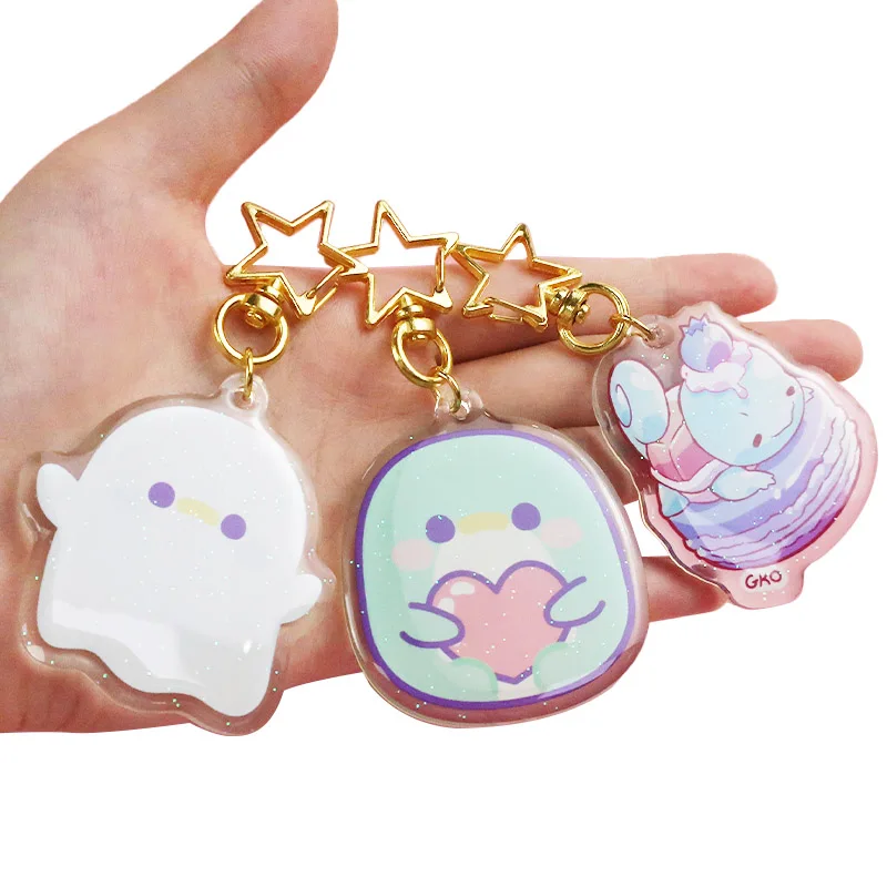 Wholesale kawaii printed cute anime cartoon plastic custom acrylic charms keychains