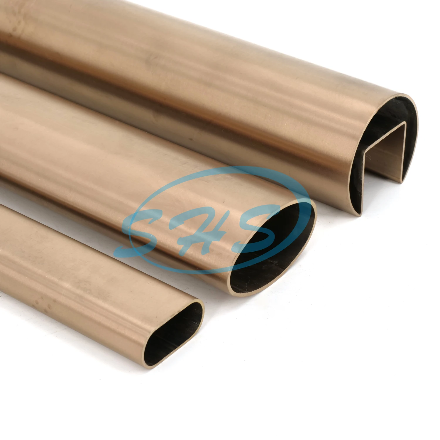 Hot selling PVD plated rose golden surface SS304 SS316 Grade stainless steel pipe with slot for glass railing system