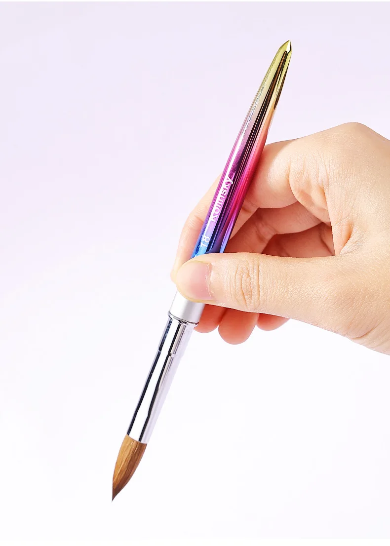 Оптовая продажа чистые 100% колинские кисти размер 6 8 10 12 14 16 18 ногтей инструменты для рисования акриловые