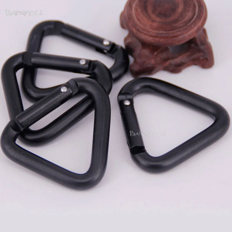 Aluminum alloy black triangle spring carabiner hooks
