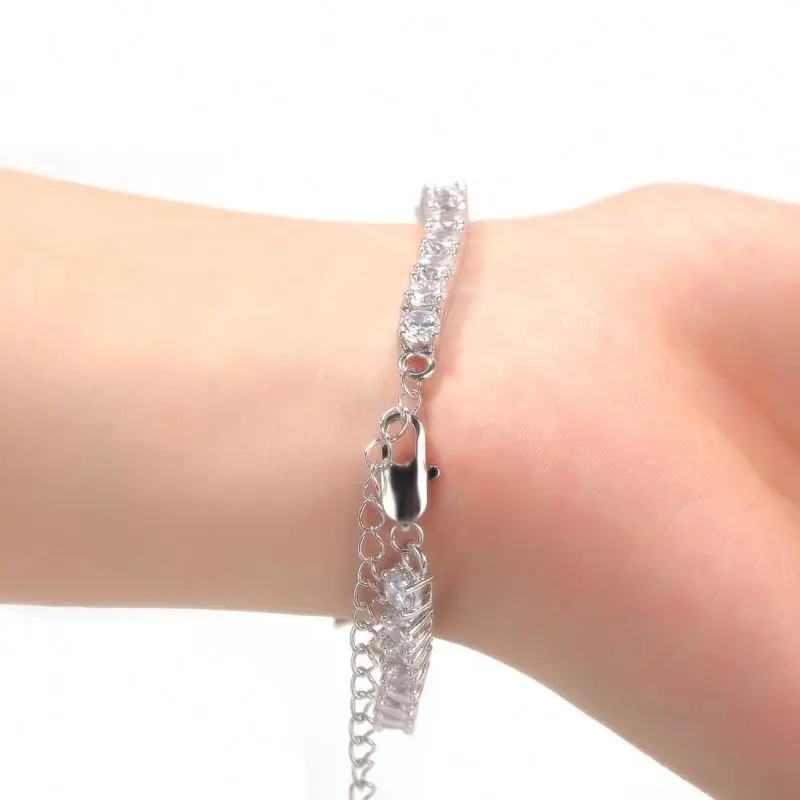 2020 Stainless Steel Name Plate Jewelry CZ Tennis Chain Bracelet Anklet Personalised For Women