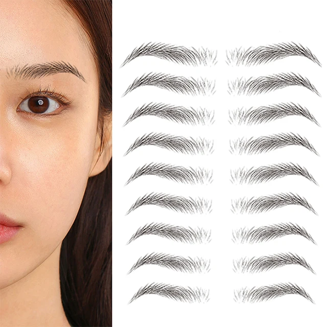 4D Waterproof Eyebrow Tattoos Stickers Transfers Stickers Grooming Shaping Eyebrow Sticker in Arch Style for Women Plastic Bag