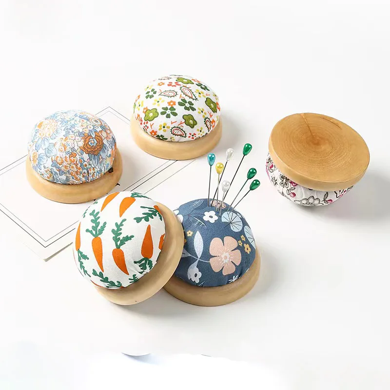 Wooden base Pin Cushion handmade diy needlework Sewing Tools handmade stitching Sewing Accessory kit