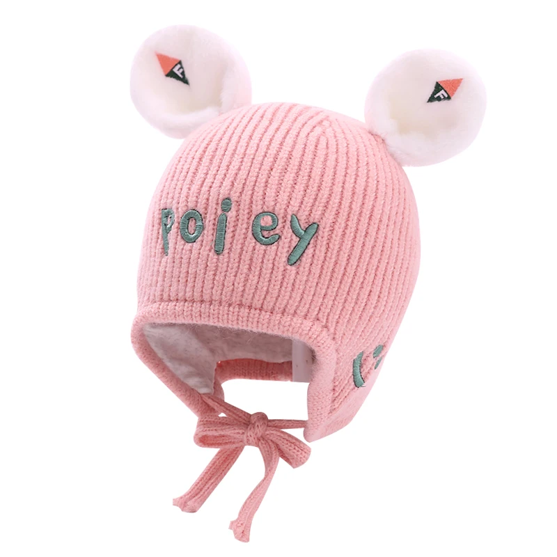 Factory Direct sales autumn and winter warm and cute big ears photography baby knitted hat