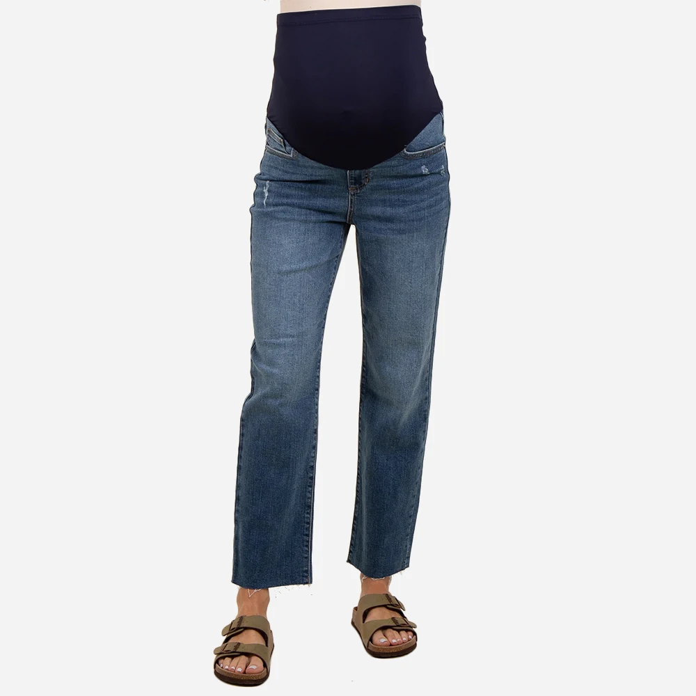 Blue Stretcy Relexed Plus Size Maternity Jeans With Comfort Panel