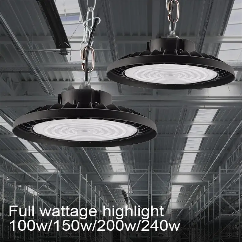 AC220V Super Bright UFO LED High Bay Lights Waterproof Commercial Industrial Lighting Market Warehouses Workshop Garage Lamp