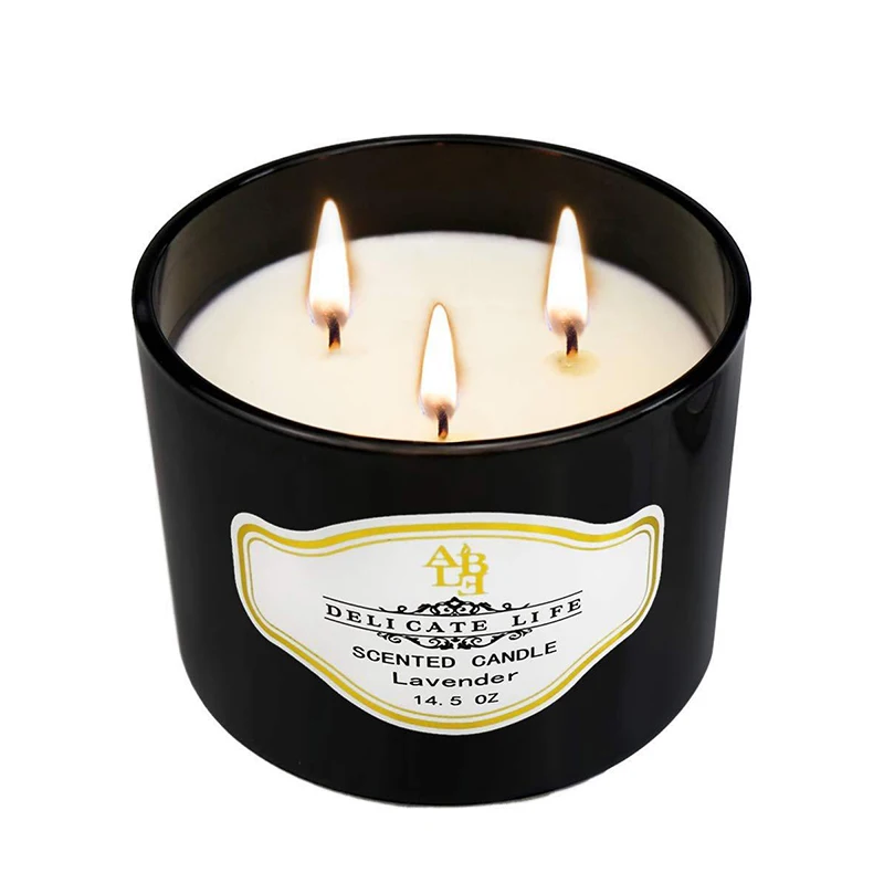 Индивидуализированные ароматические свечи PUSISON с тремя фитилями оптовая продажа черная банка свечей крышкой оптом Ароматизированная свеча частной марки