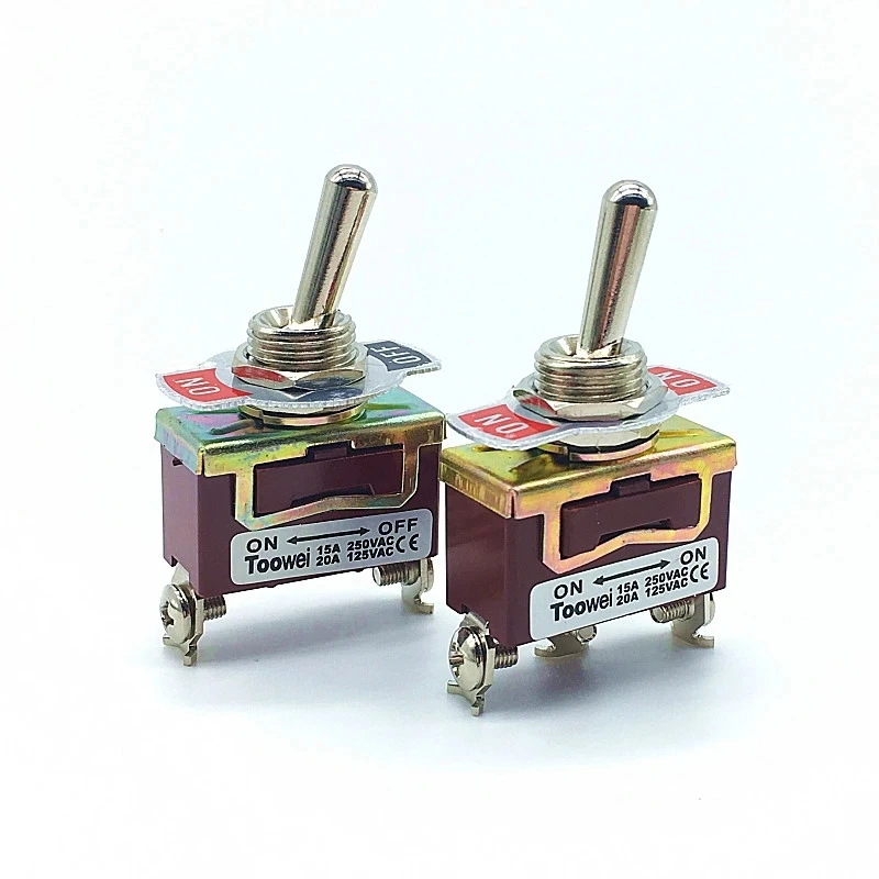 Locking Toggle Switch Silver Contacts 3 Pin Screw ON ON Rocker Switch ON/OFF 2Pin 15A 250VAC/20A 125VAC