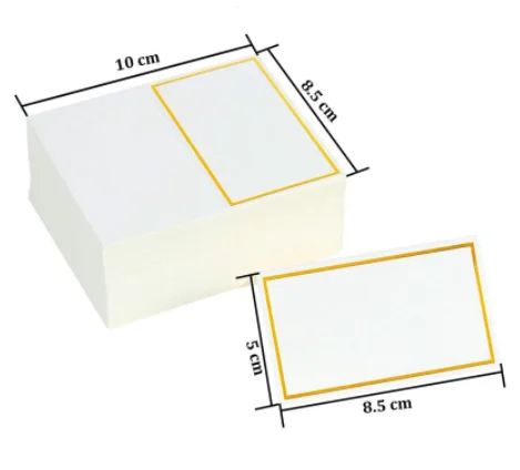 120pcs  Wedding Cards Luxury  Decoration Table Name Message Greeting Gold Foil Business White Card