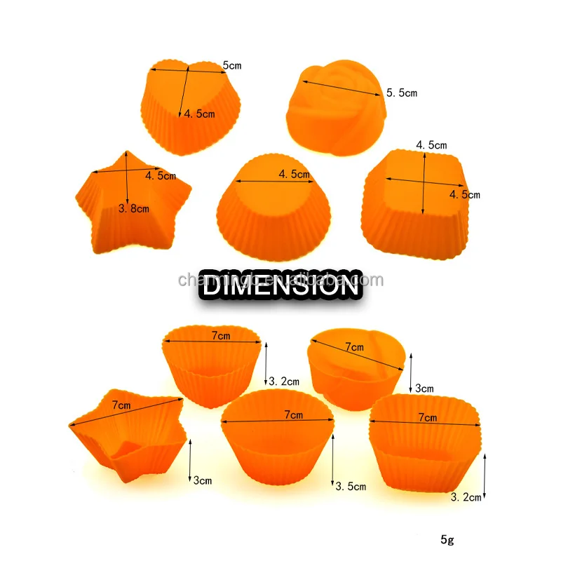 Food Grade BPA free Reusable Nonstick Silicone Muffin Baking Cake Cups Cupcake Liners