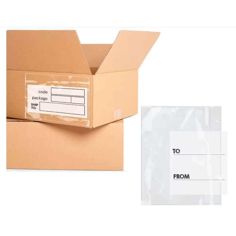 Custom Size Shipping Label Sleeves Clear Invoice Mailing Courier Pouch Standard Top Loading Packing List Envelopes
