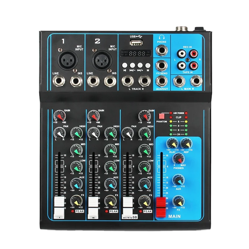 J.i.y F04 мини 4-канальный Usb аудио Миксер с Blueteeth функция 48v фантазия мощность многофункциональный смеситель