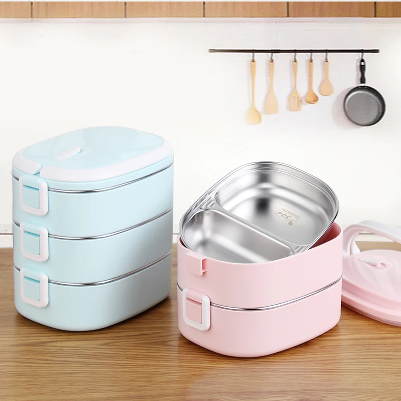 
Eco Friendly Superior Quality Stainless Steel Bento Tiffin Lunch Box Plastic Storage Food Container for school/picnic/office 