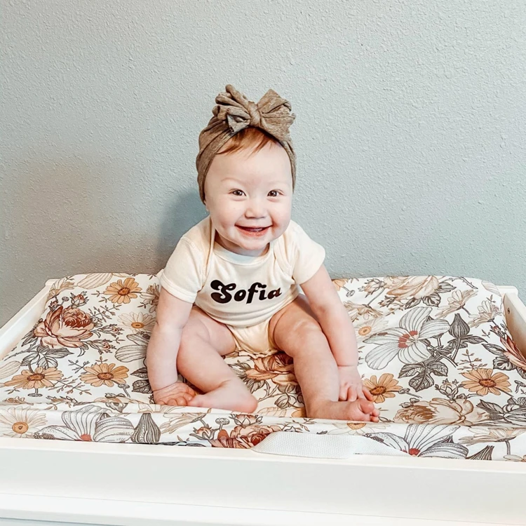 New Arrival Custom Printed Floral Baby Nursery Diaper Changing Pad Sheets