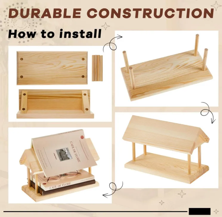 Stylish Wooden Book Stand Holder Reading Valet Bedroom Office Reading Rest Accessories Wood Book Holder