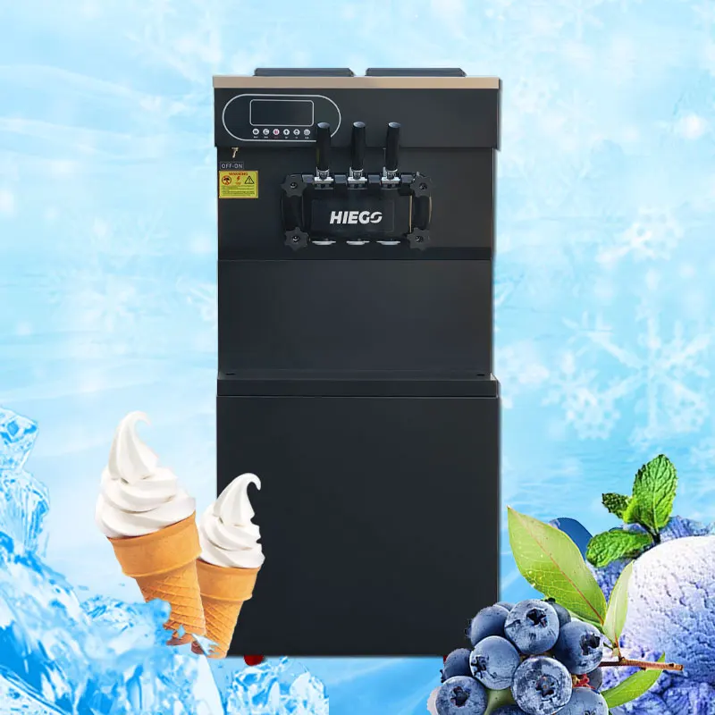 Soft Ice Cream Makers Sundae Counter top 36-38L/H Tricolor 2+1 Flavors Cones Freezing Machine
