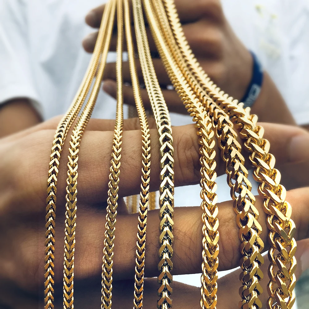 Miss Jewelry 14K 18K Italy Dubai Necklace New Men Gold Franco Chain