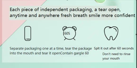 fruit flavour Mint refreshing fresh oral care teeth cleaning care disposable mouthwash portable mouthwash