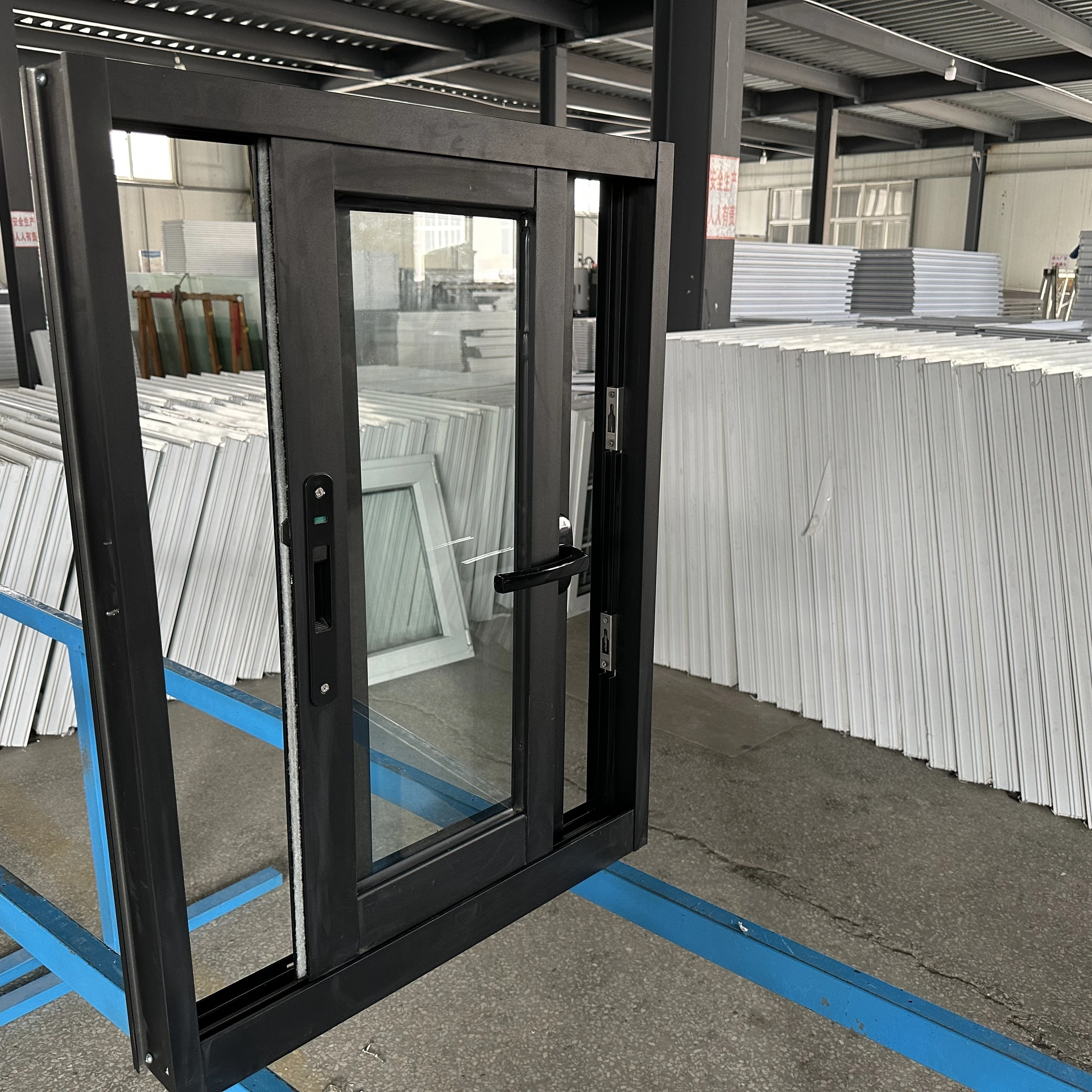 Remote Controlled Motorized Vertical Anti-theft Sliding Guillotine Aluminum Window White Grill window  For Glass Balcony