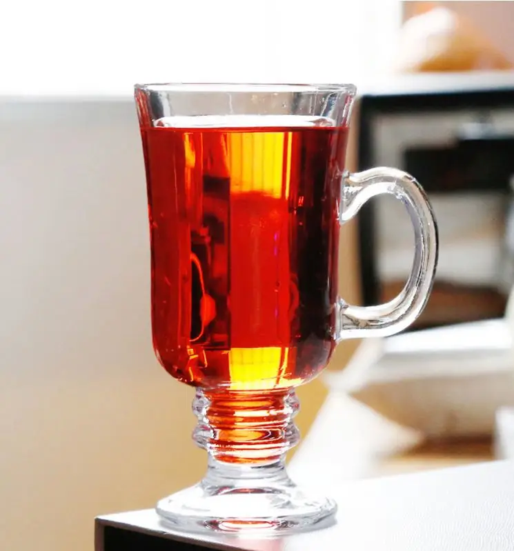 Wholesale Customized 340ml Classic Milk Shake Ice Cream Soda Glass 12 oz Beverage Juice glass cup with handle