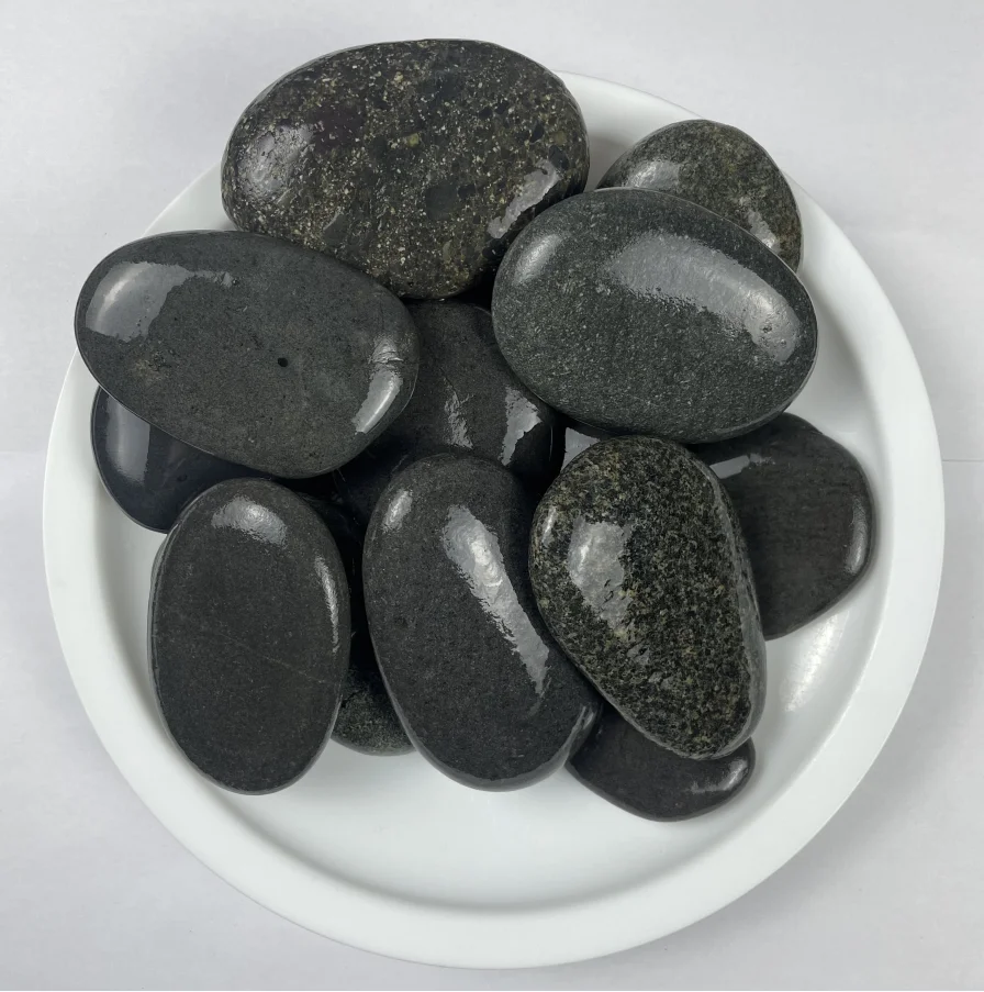 Cheaps flat basalt grey granite cobblestone river coating color stone pebble pebbles for kids painting