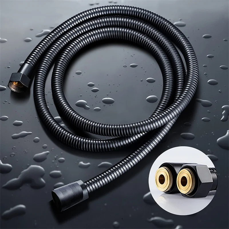 Bathroom 1.5m Explosion-proof SUS304 Stainless Steel Shower Hose Flexible Black PVC Shower Hose