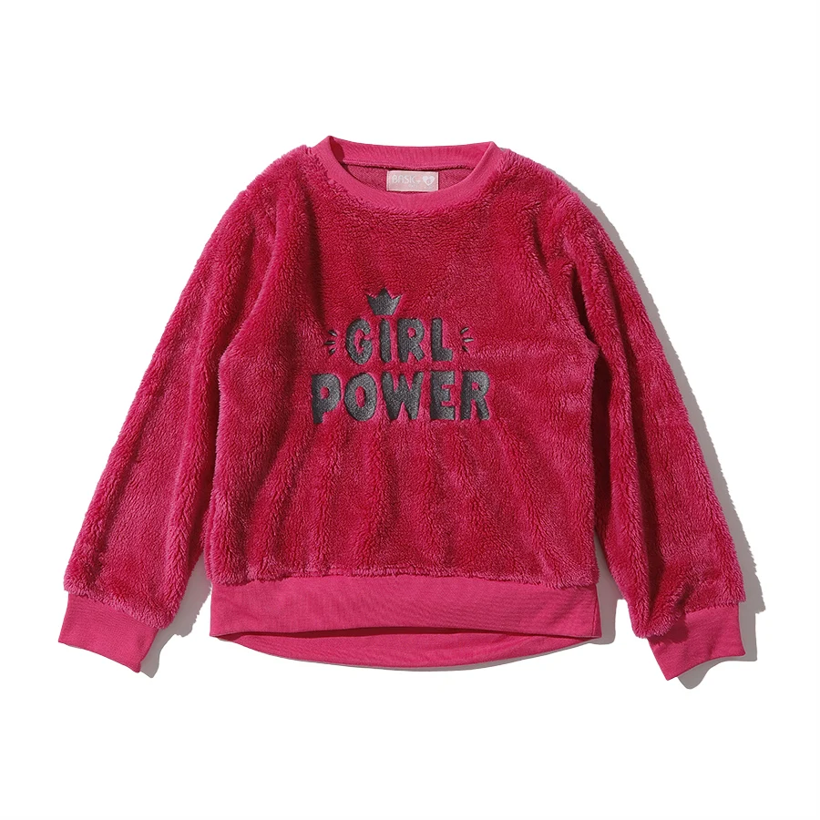 
Custom Wholesale Girl Fleece Kids Pullover Lovely Candy Color Tops Clothes Crewneck High Quality Fleece Sweatshirt 