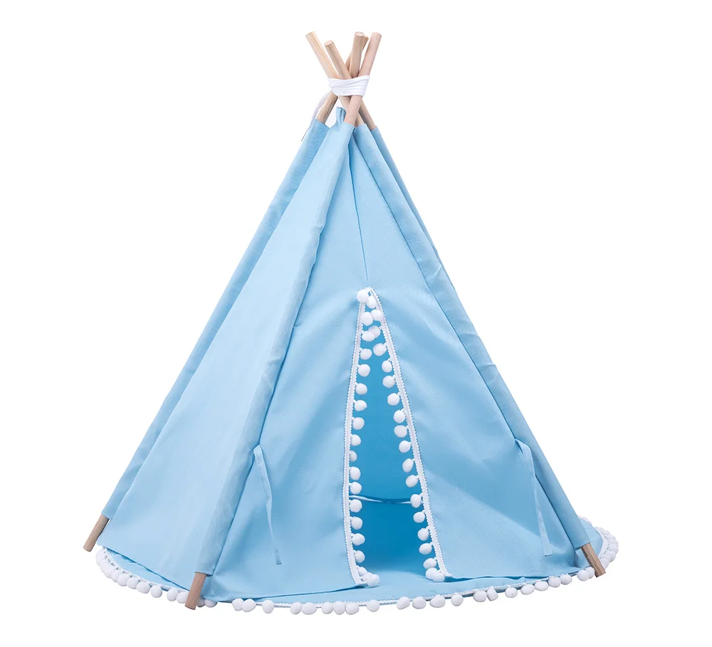 Teepee Tent for Kids with Carry Case Natural Canvas Teepee Play Tent Toys for Girls/Boys Indoor & Outdoor Playing (White Teepee