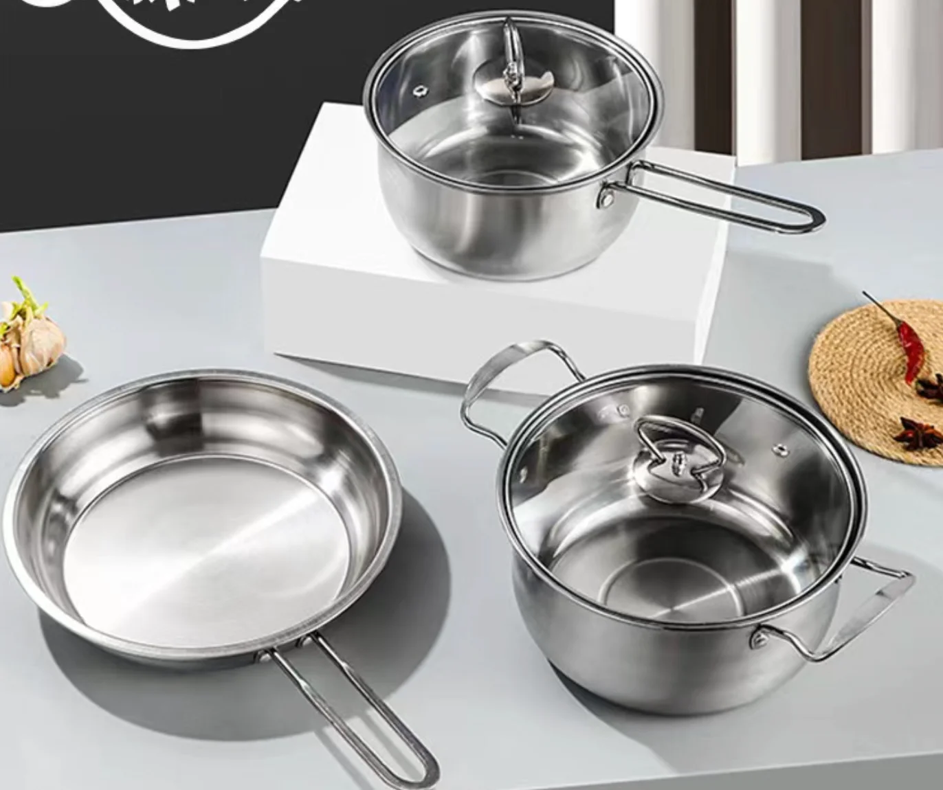 Factory Directly Stainless Steel Cookware Sets Granite Aluminum 3pcs Simple Kitchenware Set Non-Stick Cookware Granite