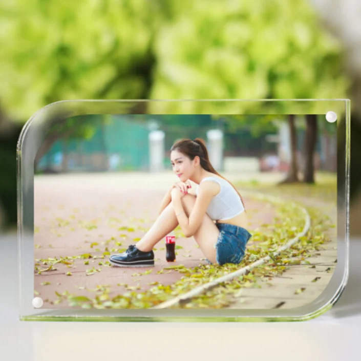 acrylic plastic free standing floating magnetic picture photo frame