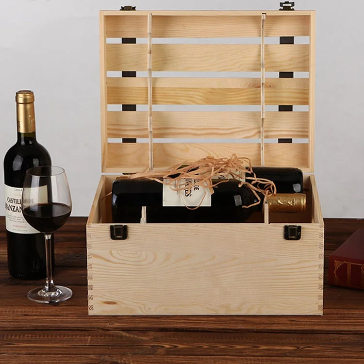 Ready to Ship Double Bottle Wine Box Wood Wooden Decorative Wine Box