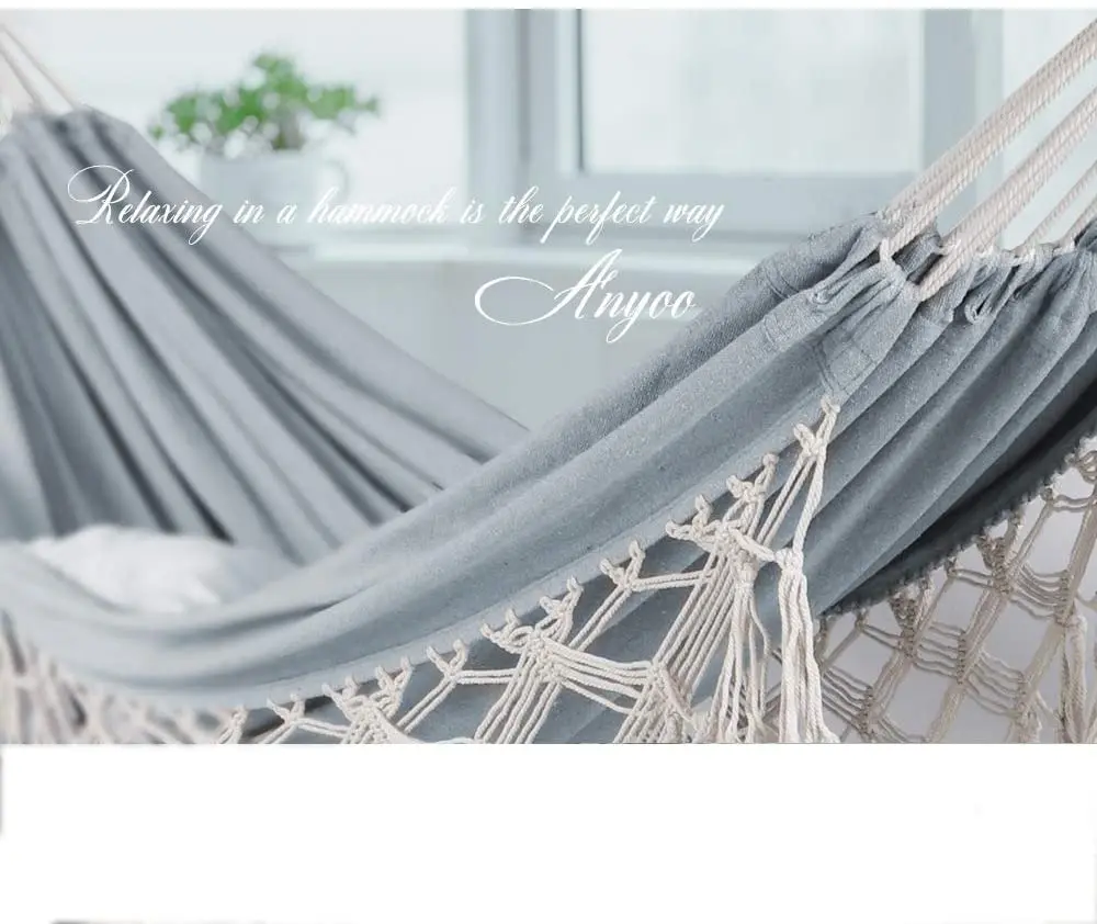 Garden Cotton Hammock Comfortable Fabric Elegant Deluxe Tassel Durable Swing Hammock