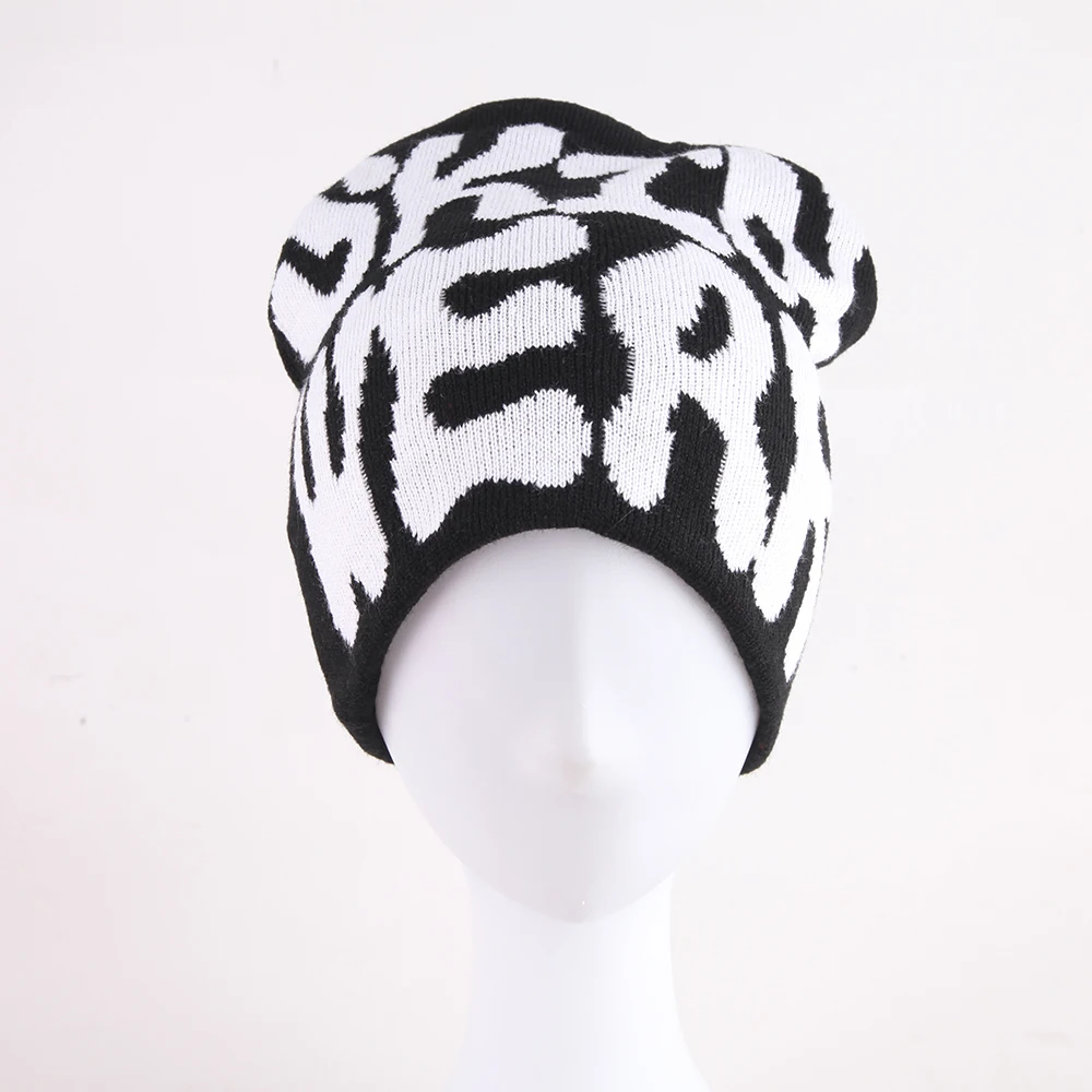 Designer High Quality Winter Digital Print Jacquard Knit Beanie Custom Beanies Hats