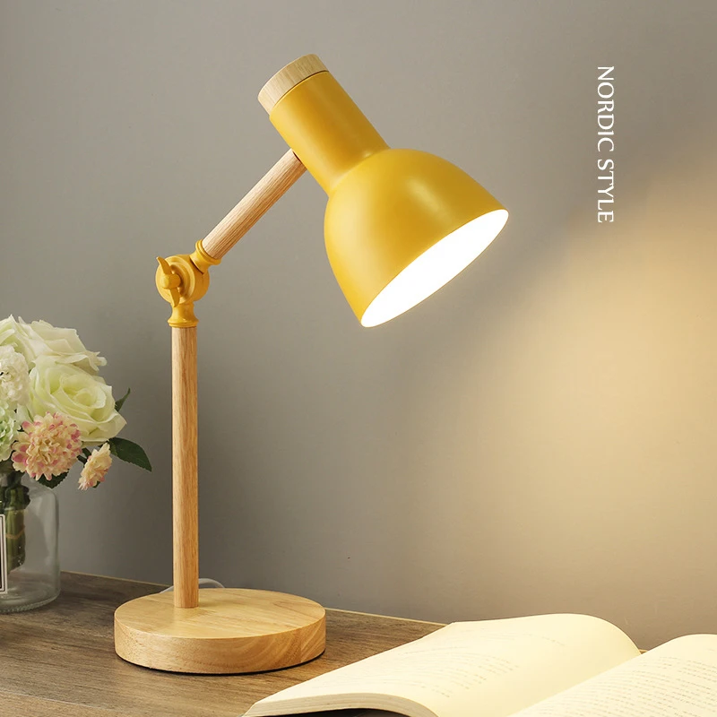 Wooden Art Nordic Table Lamp Folding Simple Eye Protection Reading Desk Lamp
