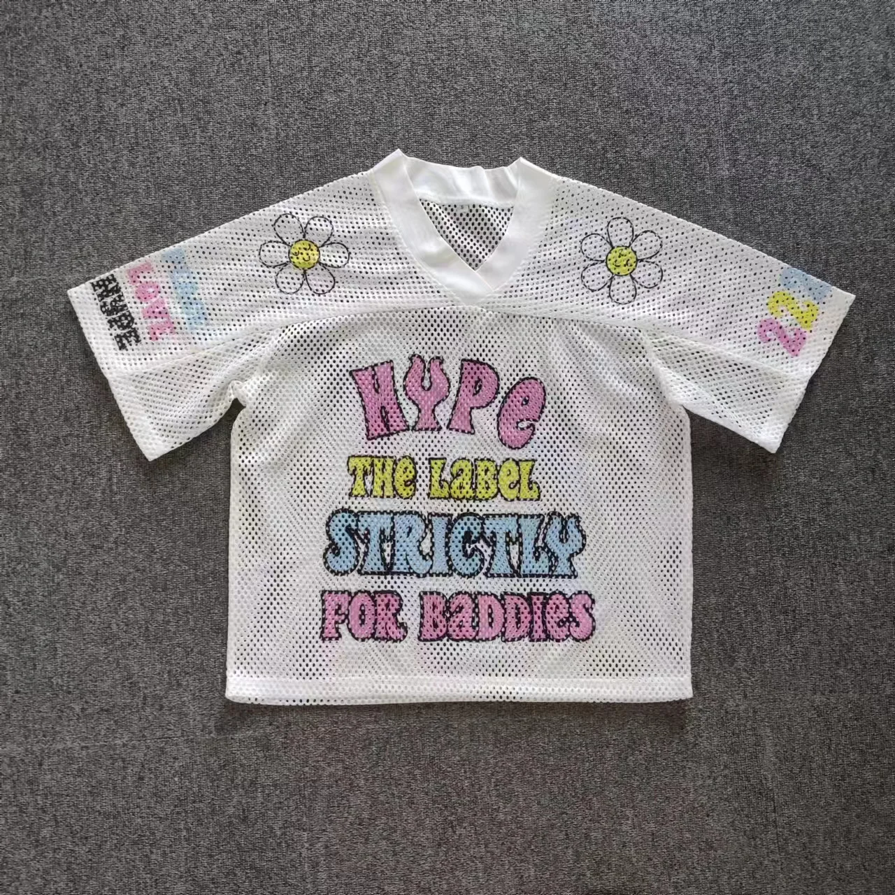 High Quality boxy big mesh Polyester Jersey Colorful screen printing Jersey V-neck Versatile jersey