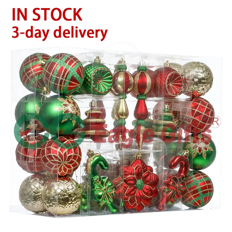 EAGLEGIFTS Christmas 2024 Novel Products Bauble Gift Set Christmas Goods Premium Red Green Gold Christmas Tree Decorations Balls