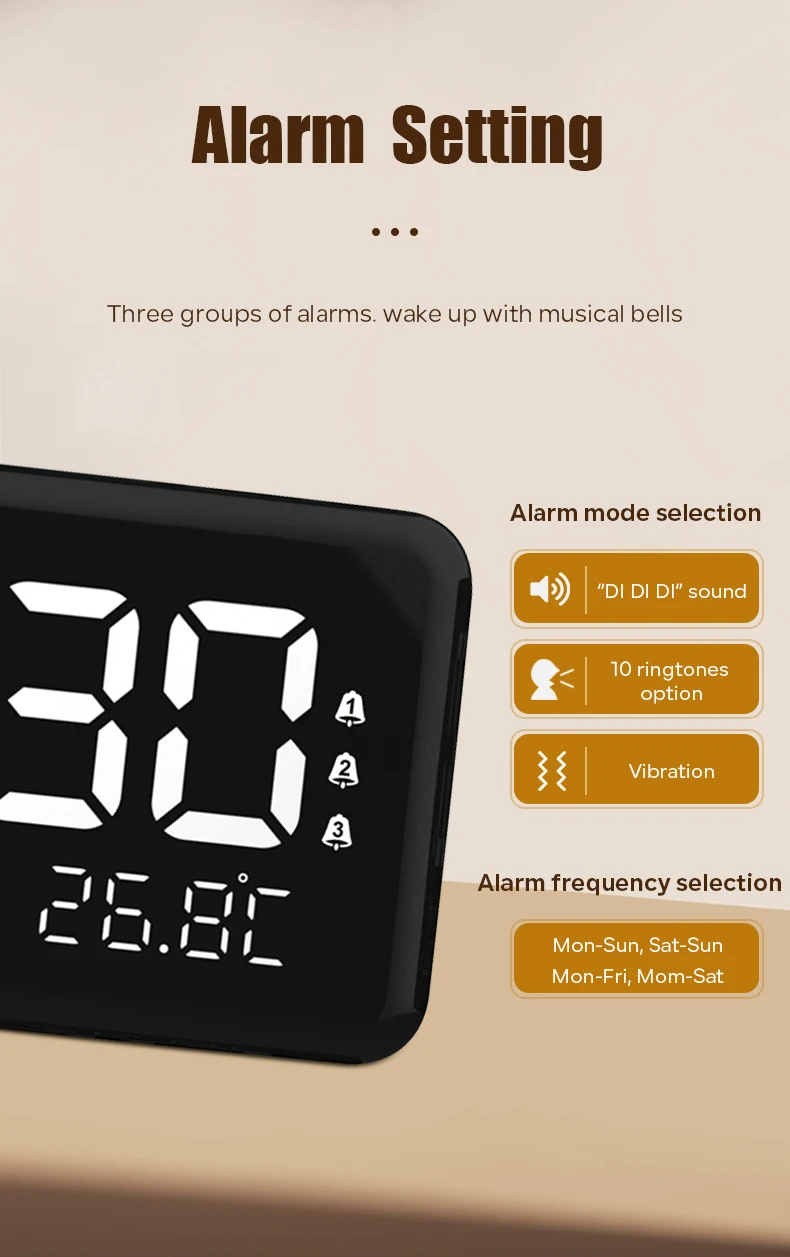 Portable LED rechargeable talking time voice control dementia calendar alarm clock for kid/adults/ blind people