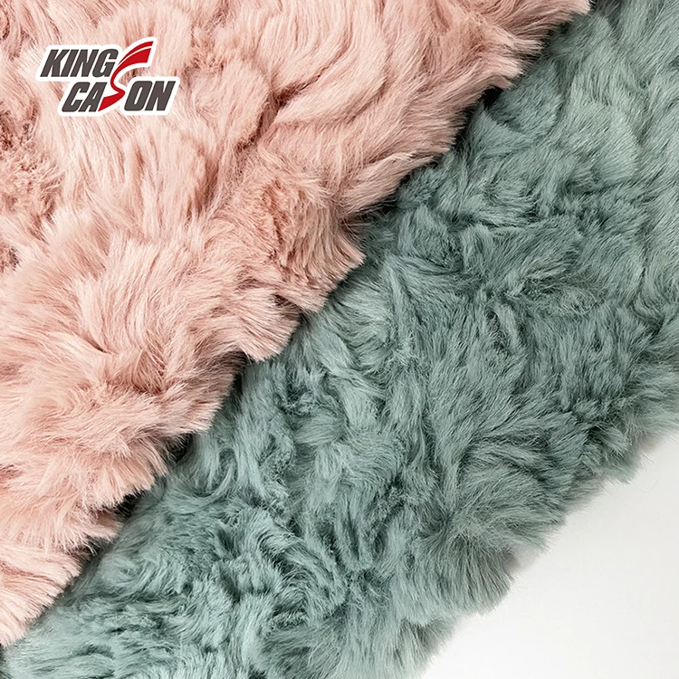 Kingcason Faux Fur Blanket Neck Warmer Manufacturer Sling Bag Pink Jacket Double Sided Capet Faux 450 Gsm Rabbit Fur Fabric