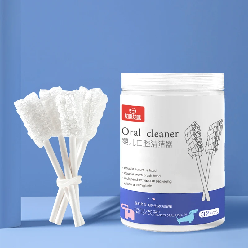 32pcs Oral Cleaning Baby Gauze Toothbrush Cotton Gauze Cleaner