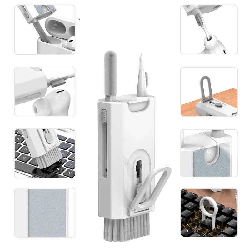 8-in-1 Computer Keyboard Cleaner Brush Kit Earphone Cleaning Pen For Headset iPad Phone Cleaning Tools Cleaner W24-511