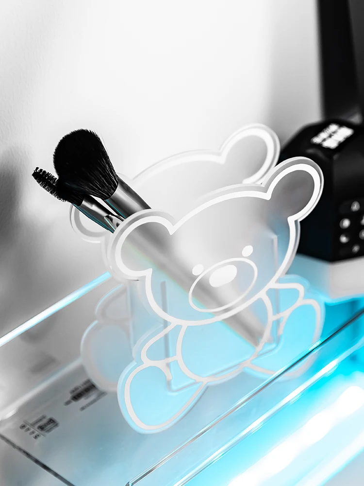 New Design Acrylic Iridescent Office Pen Holder Customized Lucite Shape Logo Pencil Organizer Stand